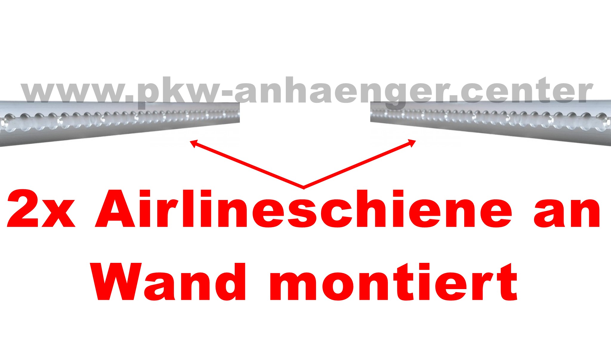 Airlineschiene an der Wand montiert links und rechts bis 4,5m Länge