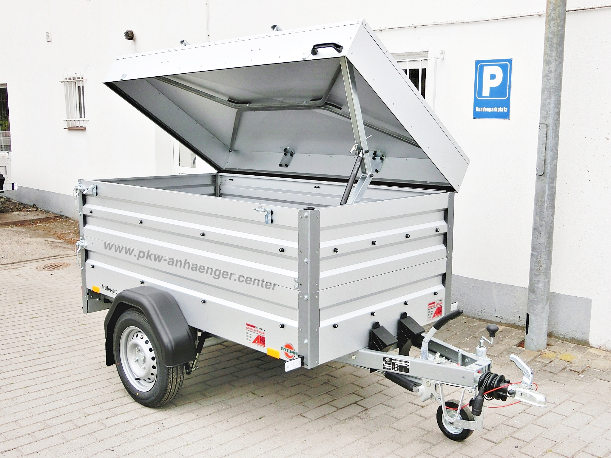 a-ST-750-201x105x84-Deckel-gebremst-5-w Deckelanhänger mit 100km/h von Stema 750kg gebremst 201x108x84cm